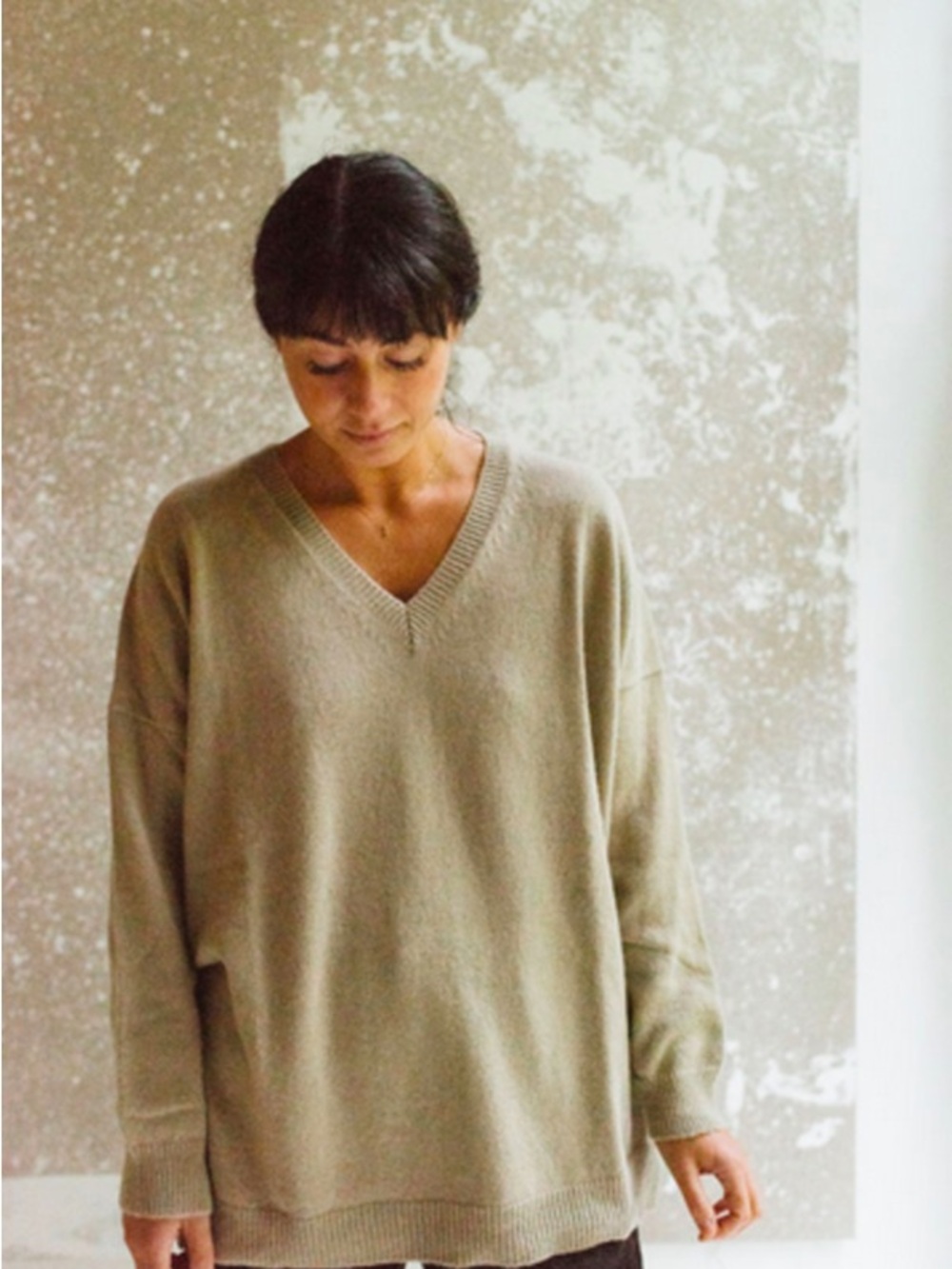 Cordera Alpaca V-Neck Sweater in Taupe